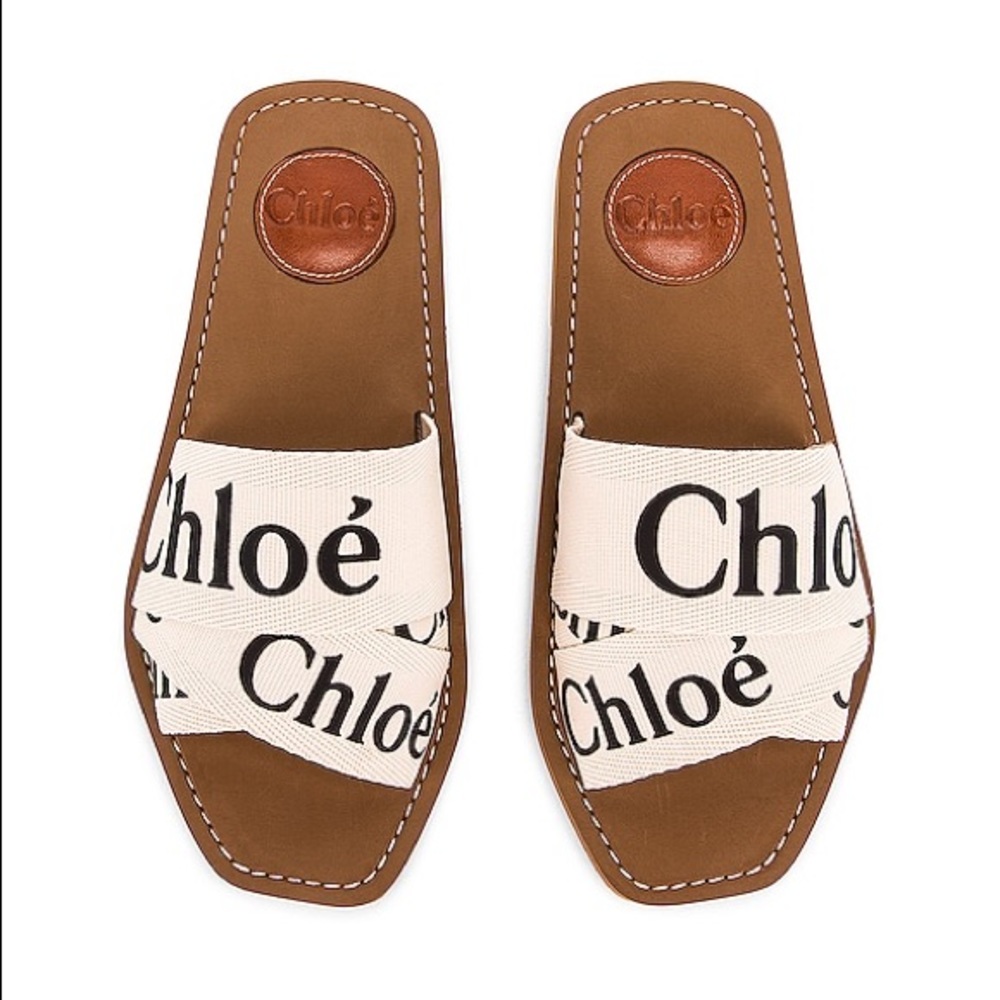 CHLOE Woody Canvas Slides, 42